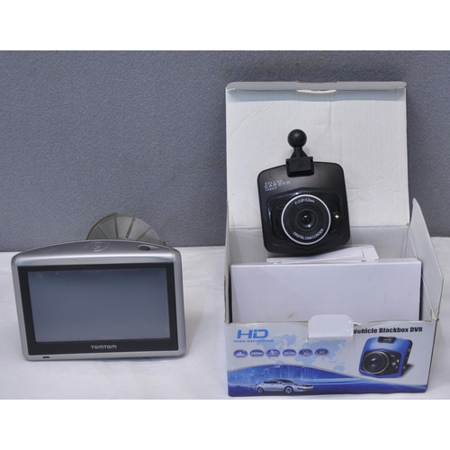 95 - TOM TOM SAT NAV - NO CABLES OR CARD AND HD VEHICLE BLACKBOX DVR
