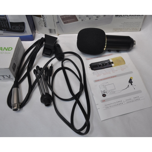 100A - MISCELLANEOUS - FLOODLIGHT, BT CORDLESS PHONE SYSTEM, BATTERY CHARGER, SKY BOX, PAIR EARPHONES, VIRT... 