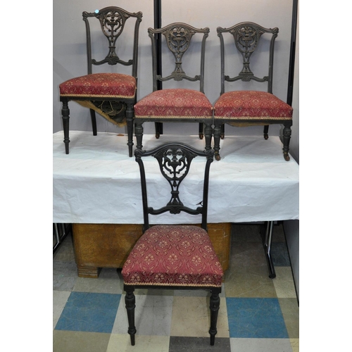 104 - 2 PAIRS OF EDWARDIAN CHAIRS - POSSIBLY FROM SAME PARLOUR SUITE