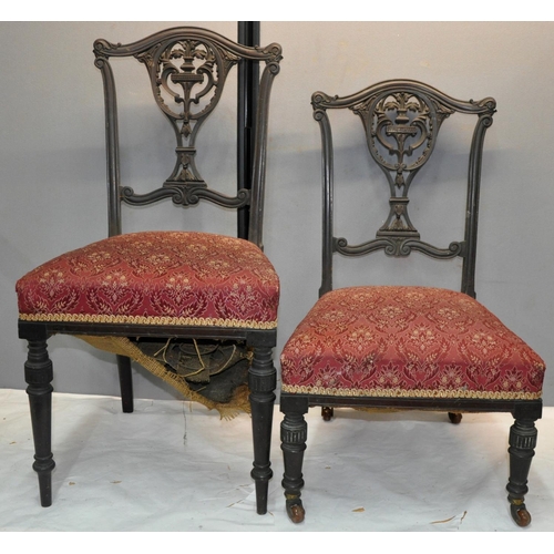 104 - 2 PAIRS OF EDWARDIAN CHAIRS - POSSIBLY FROM SAME PARLOUR SUITE
