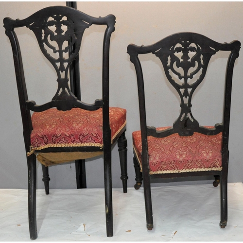104 - 2 PAIRS OF EDWARDIAN CHAIRS - POSSIBLY FROM SAME PARLOUR SUITE