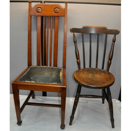 107 - KITCHEN CHAIR AND ARTS AND CRAFTS DINING CHAIR