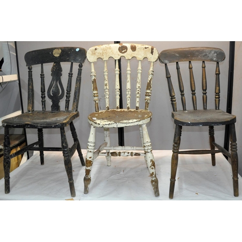 108 - 6 VARIOUS KITCHEN CHAIRS - SOME WORM AFFECTED