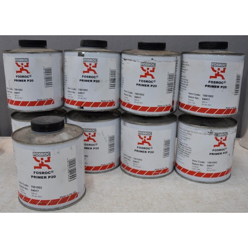 122 - PROMAT PRIMER 3L, 9 x FOSROC P20 PRIMER 500ml EXPIRY DATE 28 JAN 21, 5 SIKA PRIMER 210 1000ml BB END... 