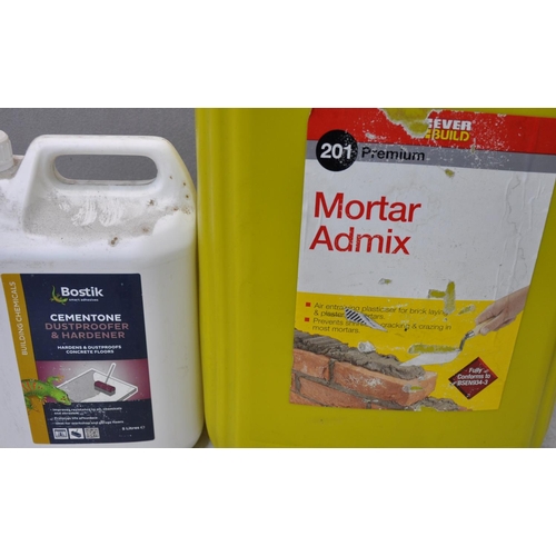 130 - EVERBUILD 201 PREMIUM MORTAR ADMIX 25L AND BOSTIK CEMENTONE DUSTPROOFER AND HARDENER 5L
