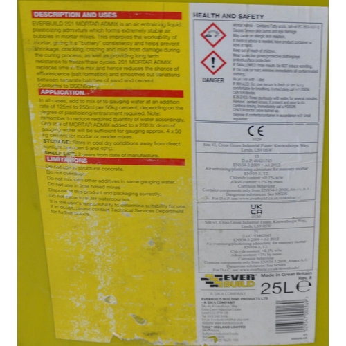 130 - EVERBUILD 201 PREMIUM MORTAR ADMIX 25L AND BOSTIK CEMENTONE DUSTPROOFER AND HARDENER 5L
