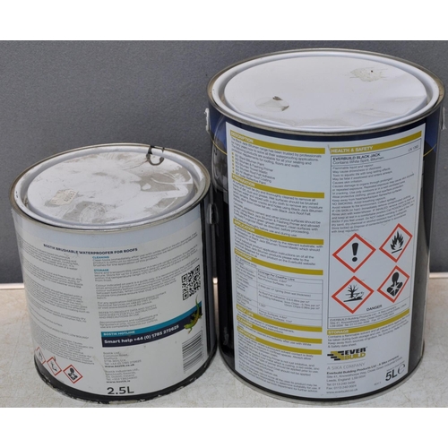134 - 5L EVERBUILD BLACK JACK BITUMEN AND FLASHING PRIMER AND 2.5L BOSTIK BRUSHABLE WATERPROOFER FOR ROOFS