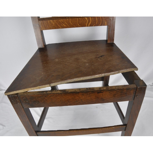 151 - OAK ARMCHAIR & OAK CHAIR (SEAT DAMAGED)