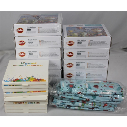 154 - 11 VATOS JIGSAW PUZZLES, 10 x DIY PAINT BY NUMBERS, 2 CRAFT BAG ORGANISERS