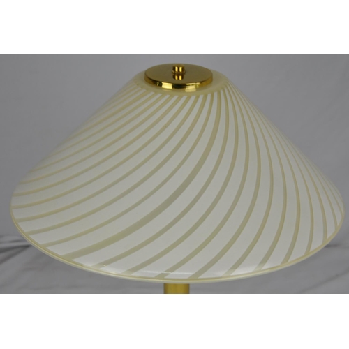 155 - BRASS TABLE LAMP WITH GLASS SHADE