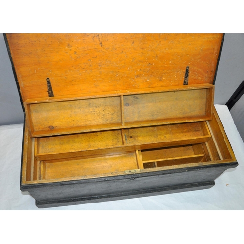 178 - DARK STAINED CARPENTER'S TOOL CHEST WITH FITTED INTERIOR