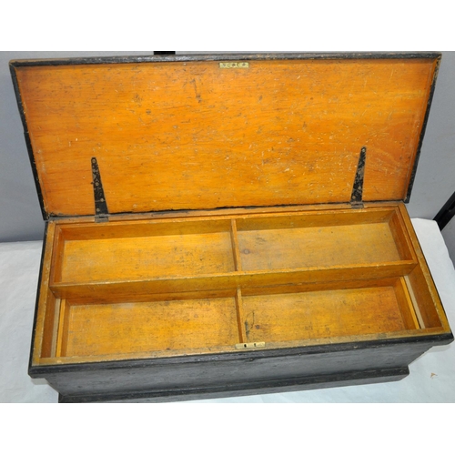 178 - DARK STAINED CARPENTER'S TOOL CHEST WITH FITTED INTERIOR