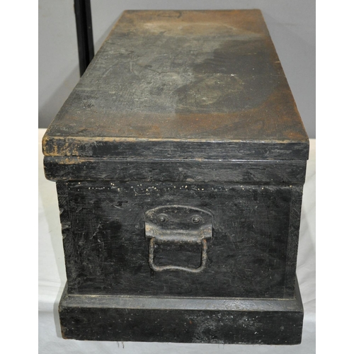 178 - DARK STAINED CARPENTER'S TOOL CHEST WITH FITTED INTERIOR