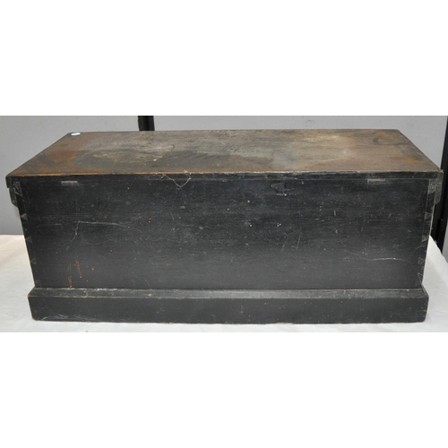 178 - DARK STAINED CARPENTER'S TOOL CHEST WITH FITTED INTERIOR