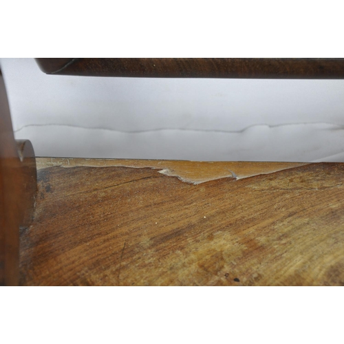 197 - FLAME MAHOGANY TOILET MIRROR - MOULDING AND VENEERS MISSING