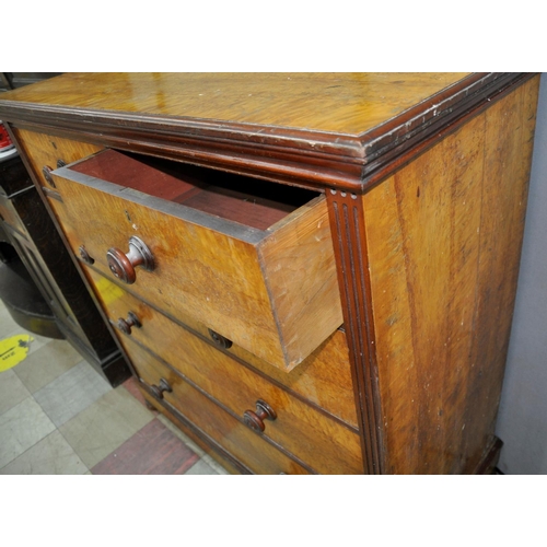 200 - MAPLE 2 OVER 3, 5-DRAWER CHEST WITH TURNED HANDLES AND BUN FEET (Height 122.5cm, Width 122.5cm &... 