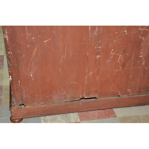 200 - MAPLE 2 OVER 3, 5-DRAWER CHEST WITH TURNED HANDLES AND BUN FEET (Height 122.5cm, Width 122.5cm &... 