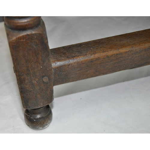 214 - ANTIQUE OAK BIBLE BOX WITH PEGGED JOINTS ON STAND WITH TURNED SUPPORT