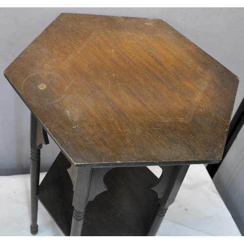 221 - HEXAGONAL OCCASIONAL TABLE ON TURNED SUPPORTS AND UNDERSHELF