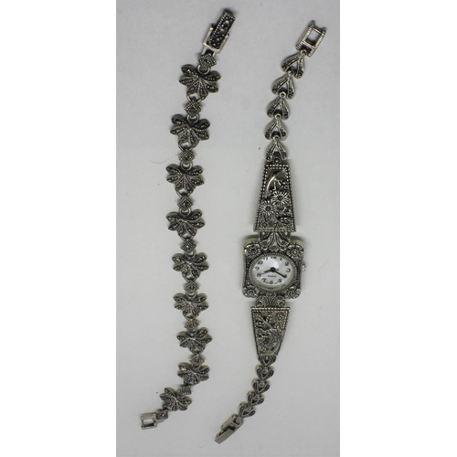 345 - LADIES AVON MARQUESITE WATCH, MARQUESITE BRACELET, ACCURIST WATCH AND 2 SEKONDA WATCHES