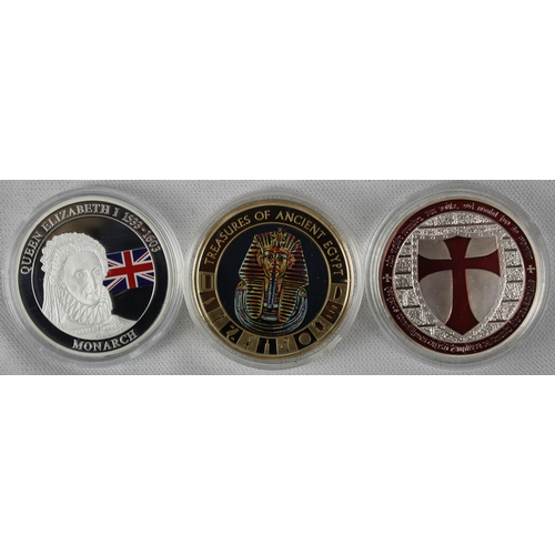 349 - 6 COMMEMORATIVE COINS:TREASURE OF ANCIENT EGYPT COOK ISLANDS 1 DOLLAR 2018, THE GREATEST BRITONS - M... 