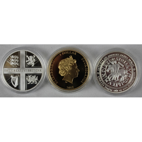 349 - 6 COMMEMORATIVE COINS:TREASURE OF ANCIENT EGYPT COOK ISLANDS 1 DOLLAR 2018, THE GREATEST BRITONS - M... 