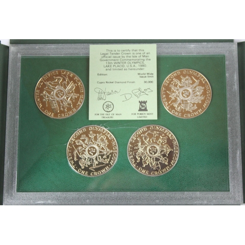 350 - 4 COMMEMORATIVE COIN SETS: PROOF COINAGE OF JERSEY 1981, THE COMPLETE SET OF ISLE OF MAN CROWN MINTE... 