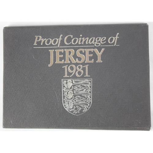 350 - 4 COMMEMORATIVE COIN SETS: PROOF COINAGE OF JERSEY 1981, THE COMPLETE SET OF ISLE OF MAN CROWN MINTE... 