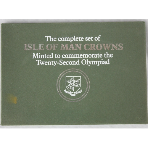 350 - 4 COMMEMORATIVE COIN SETS: PROOF COINAGE OF JERSEY 1981, THE COMPLETE SET OF ISLE OF MAN CROWN MINTE... 