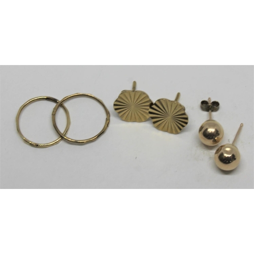 351 - 3 PAIRS EARRINGS AND 4 ODD EARRINGS ALL MARKED 375/9KT (4.7g)