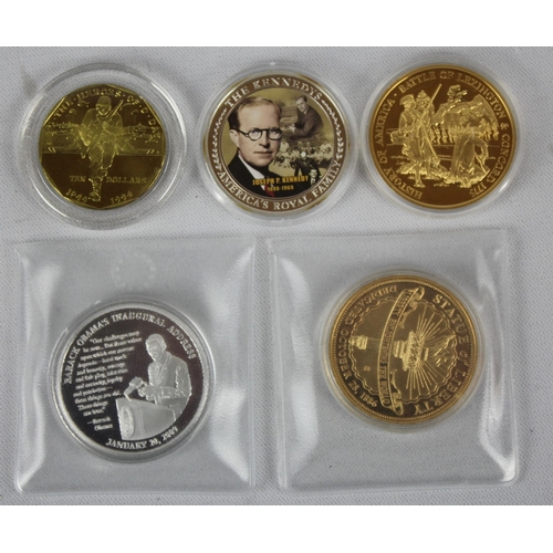 352 - 5 COMMEMORATIVE COINS: THE HEROES OF D-DAY REPUBLIC OF THE MARSHALL TEN DOLLARS 1944-1994, HISTORY O... 