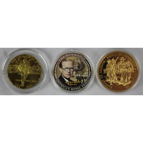 352 - 5 COMMEMORATIVE COINS: THE HEROES OF D-DAY REPUBLIC OF THE MARSHALL TEN DOLLARS 1944-1994, HISTORY O... 