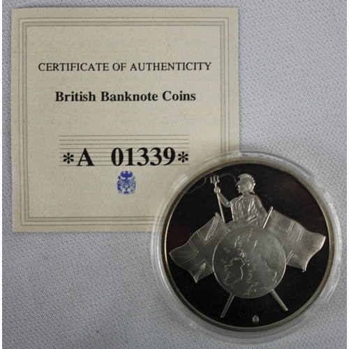 353 - 7 COMMEMORATIVE COINS: 3 of 'BRITISH BANKNOTE COIN SET' - THE &pound;1 BANKNOTE EMERGENCY WAR TIME I... 