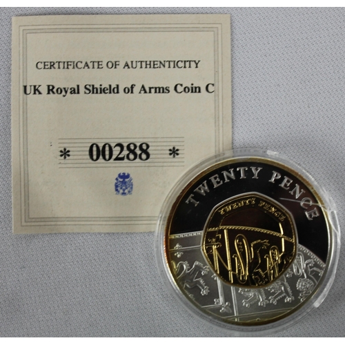 353 - 7 COMMEMORATIVE COINS: 3 of 'BRITISH BANKNOTE COIN SET' - THE &pound;1 BANKNOTE EMERGENCY WAR TIME I... 