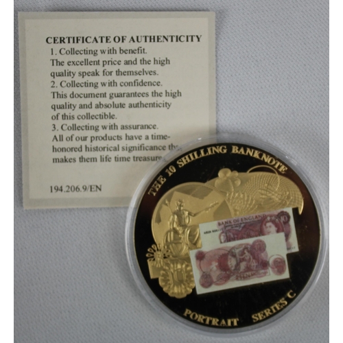 353 - 7 COMMEMORATIVE COINS: 3 of 'BRITISH BANKNOTE COIN SET' - THE &pound;1 BANKNOTE EMERGENCY WAR TIME I... 