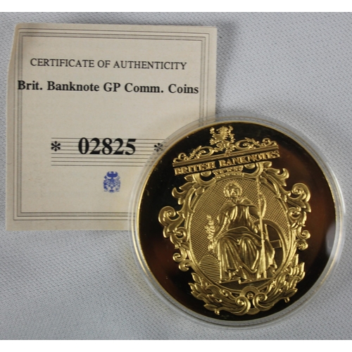 353 - 7 COMMEMORATIVE COINS: 3 of 'BRITISH BANKNOTE COIN SET' - THE &pound;1 BANKNOTE EMERGENCY WAR TIME I... 