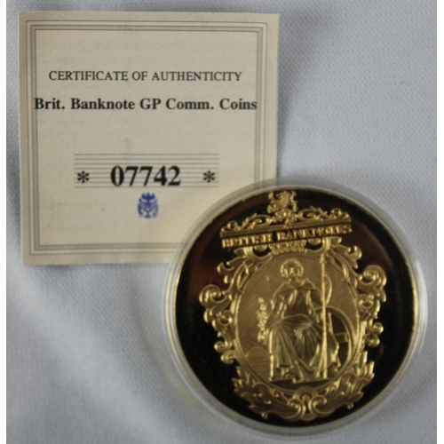 353 - 7 COMMEMORATIVE COINS: 3 of 'BRITISH BANKNOTE COIN SET' - THE &pound;1 BANKNOTE EMERGENCY WAR TIME I... 