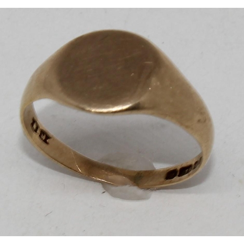 355 - 9ct GOLD SIGNET RING (1.4g) - SIZE H