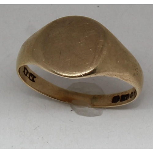 355 - 9ct GOLD SIGNET RING (1.4g) - SIZE H