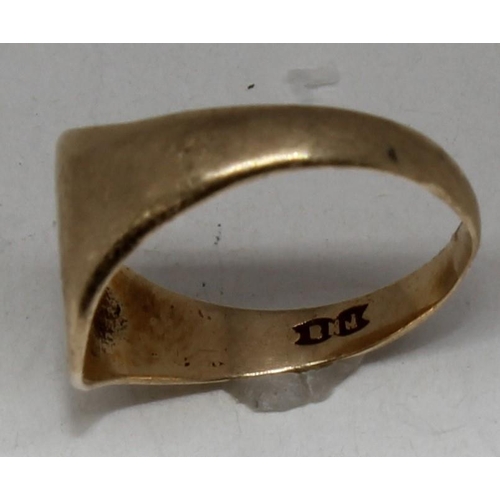 355 - 9ct GOLD SIGNET RING (1.4g) - SIZE H