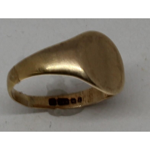 355 - 9ct GOLD SIGNET RING (1.4g) - SIZE H