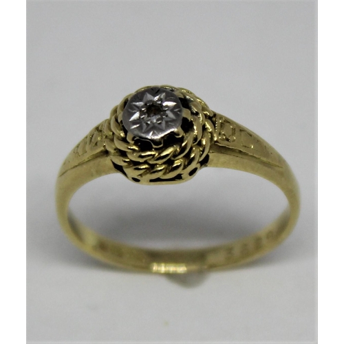 366 - 18ct GOLD AND PLATINUM ENGAGEMENT RIG SET SINGLE DIAMOND (3.2g) SIZE N