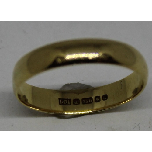 369 - 18ct GOLD WEDDING (2.3g) -SIZE M