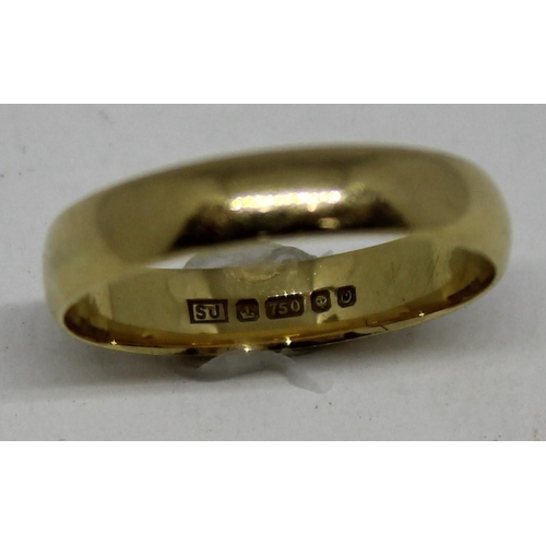 369 - 18ct GOLD WEDDING (2.3g) -SIZE M