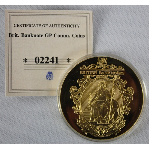 374 - 7 COMMEMORATIVE COINS: 3 BRITISH BANKNOTES COINS - WINSTON CHURCHILL &pound;5 COIN, THE &pound;5 BAN... 