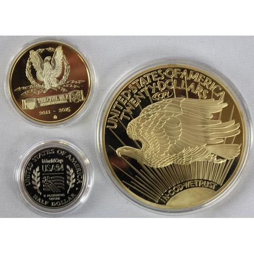 375 - 7 COMMEMORATIVE COINS: UNITED STATES OF AMERICA 'LIBERTY' 20 DOLLARS 1933, BARACK OBAMA 'THE AUDACIT... 