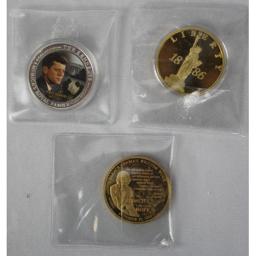 375 - 7 COMMEMORATIVE COINS: UNITED STATES OF AMERICA 'LIBERTY' 20 DOLLARS 1933, BARACK OBAMA 'THE AUDACIT... 