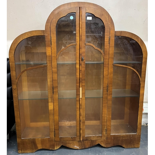 42 - DECO STYLE CHINA WALL CABINET - VENEERS DAMAGED