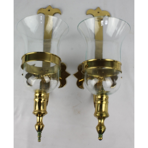 91A - GLASS AND BRASS WALL SCONES