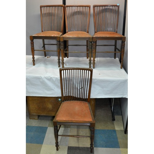 26 - 4 SOLID ROSEWOOD CHAIRS - 1 WITH DAMAGED STRETCHER